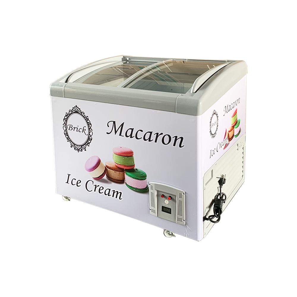 Коммерческая морозильная камера для мороженого с двойной раздвижной стеклянной дверью