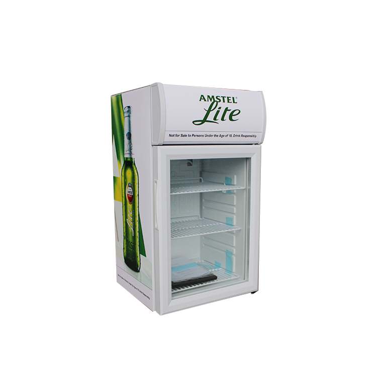 Mini refrigerador comercial de la exhibici&oacute;n de las bebidas de la encimera de la puerta de cristal