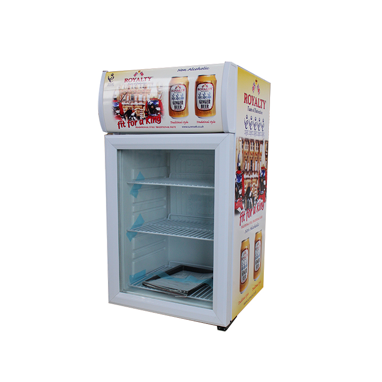 Mini refrigerador comercial de la exhibici&oacute;n de las bebidas de la encimera de la puerta de cristal