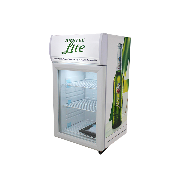 Mini refrigerador comercial de la exhibici&oacute;n de las bebidas de la encimera de la puerta de cristal