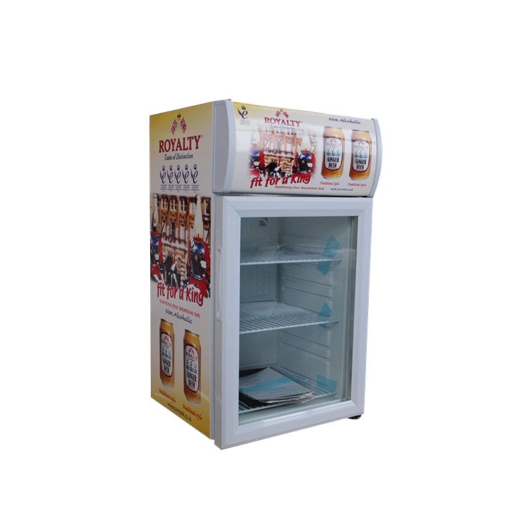 Mini refrigerador comercial de la exhibici&oacute;n de las bebidas de la encimera de la puerta de cristal